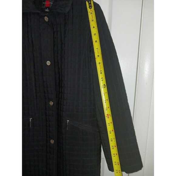 Gallery Women Coat Jacket Medium Quilt Black Long Sleeve Collared Zip Up Pockets - Picture 10 of 11